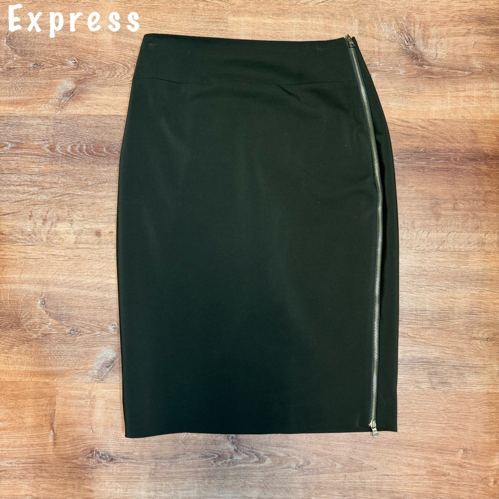 Express Army Olive Green Zipper high waist pencil skirt woman’s sz 6